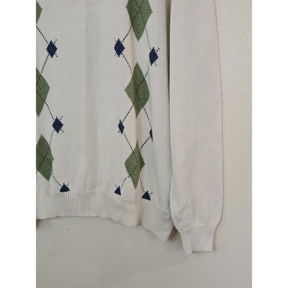 Lyle & Scott Argyle Pullover Sweater Mens Size Large Combed Cotton V Neck Golf - Picture 4 of 9